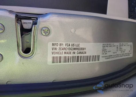 2021 Chrysler Voyager Lxi из США, поврежденный, VIN 2C4RC1DG3MR533001